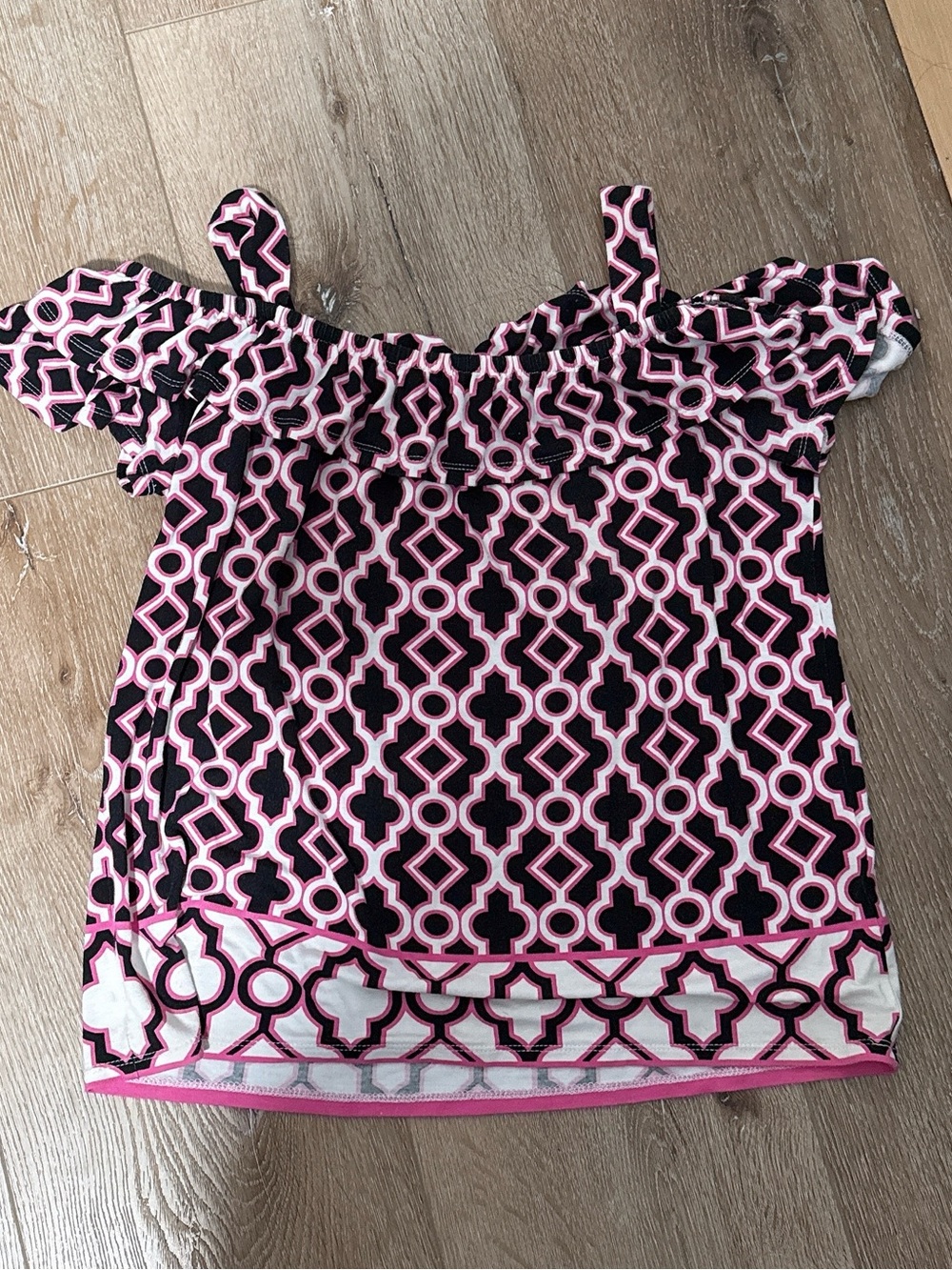 INC International Concepts Pink & Black Geometric Off-Shoulder Camisole